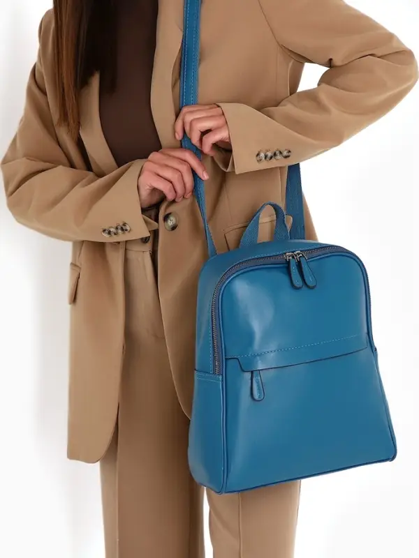 Рюкзак-сумка женский на молнии, с карманами, размер 27&times;9.5&times;32 см, синий