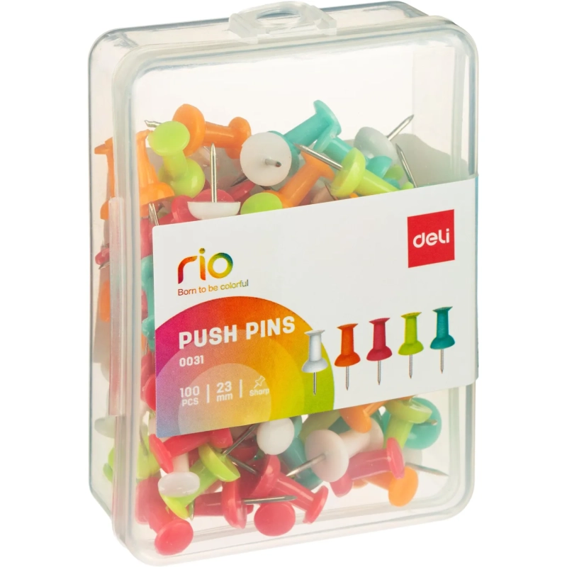 Кнопки Гвоздики Deli E0031 Essential l=23мм ассорти (упак.:100шт)