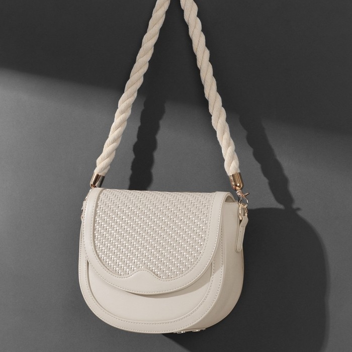 Ручка для сумки, канат, 60 × 1,5 см, с карабинами, цвет кремовый/золотой Ручка для сумки, канат, 60 × 1,5 см, с карабинами, цвет кремовый/золотой