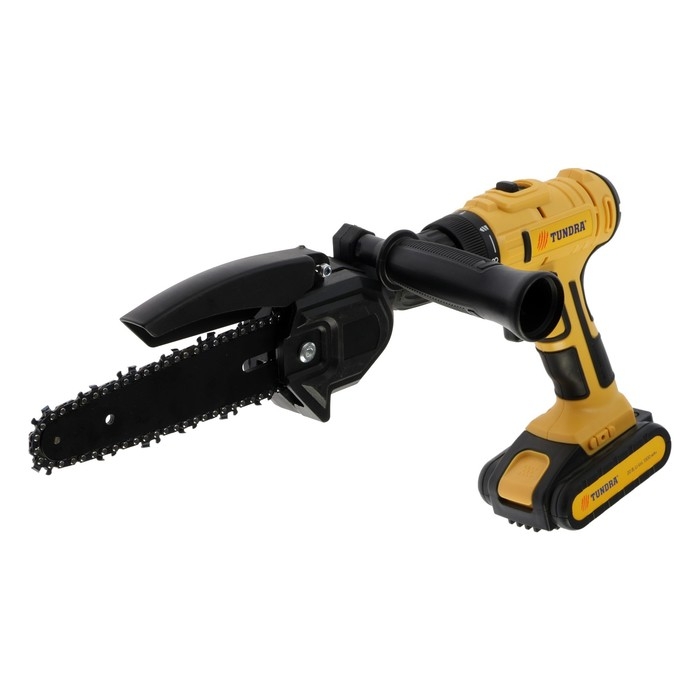 Насадка для дрели ТУНДРА, цепная пила, 150 мм, 1/4 Насадка для дрели ТУНДРА, цепная пила, 150 мм, 1/4", 37 звеньев, 18 зубьев, круглый зуб