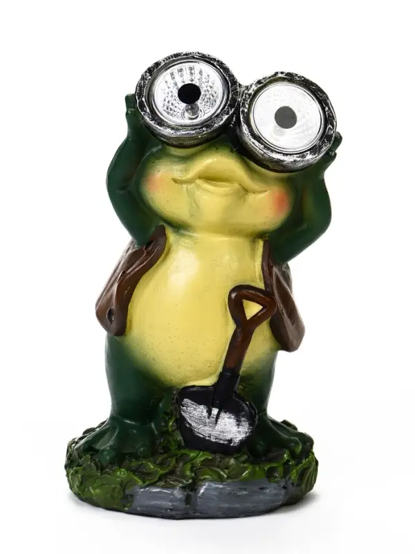Садовая фигура - фонарь из полистоуна &laquo;Лягушонок с биноклем&raquo;, 8&times;7&times;15 см