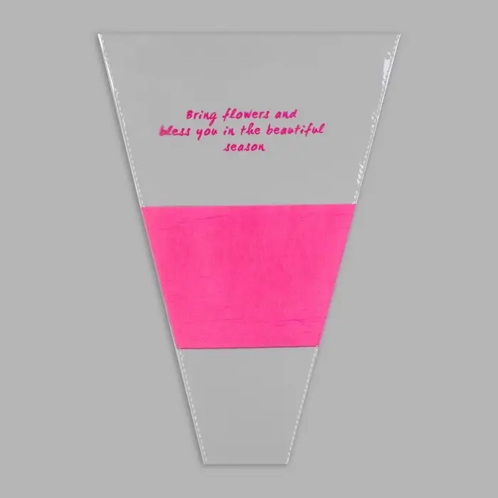 Пакет конус для цветов, с нетканым материалом, 26+7×37 см, фуксия