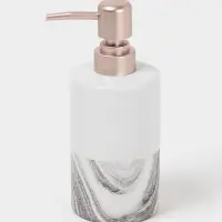 Аксессуары для ванной SAVANNA Stone gray, 4 предмета, дозатор для мыла 390 мл, 2 стакана, мыльница, белые