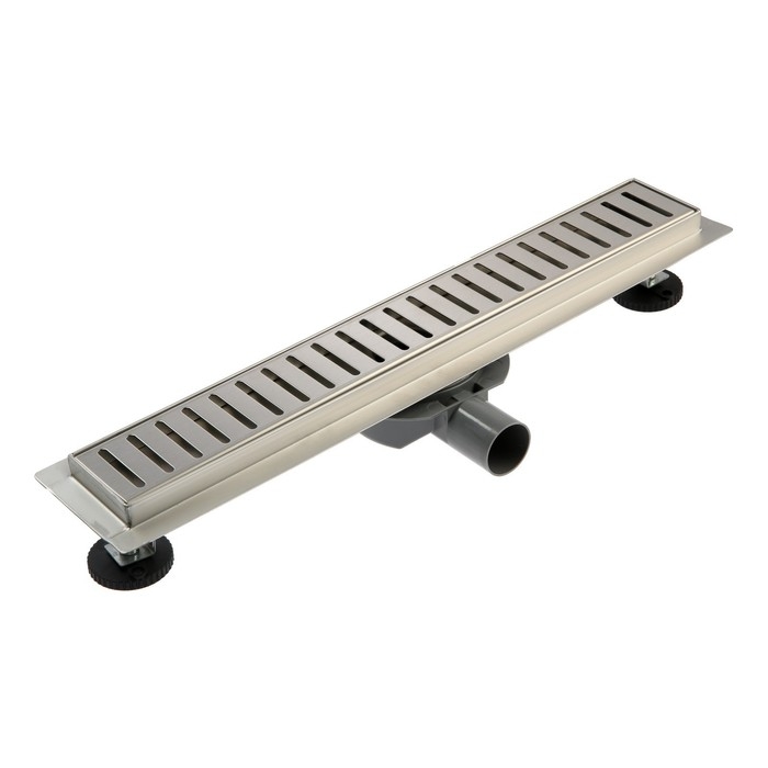 Трап ZEIN engr, c флaнцeм свободного вращ 360°, 7*50 см, d=40/50 мм, нерж сталь, сатин