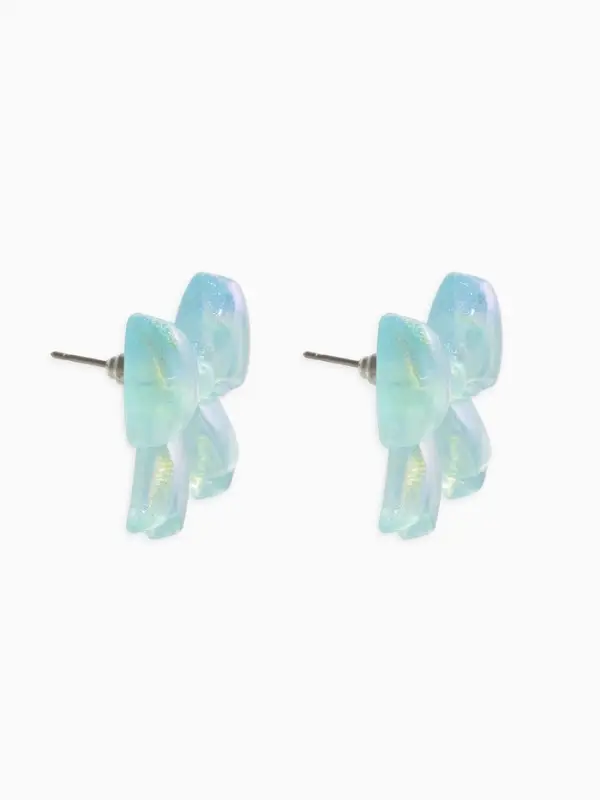 Серьги пластик "Бантик" перламутровый, цвет голубой