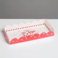 Коробка для кондитерских изделий с пластиковой крышкой «Подарок от Деда Мороза», 10.5 х 21 х 3 см