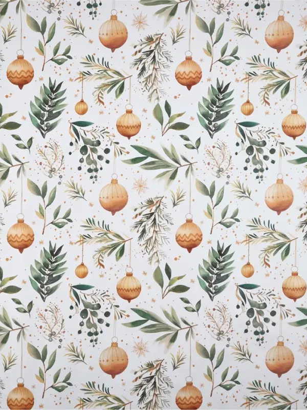 Бумага упаковочная новогодняя &laquo;Веточки зимы&raquo;, белый крафт, 1 лист, 80 г/м&sup2;, 70&times;100 см