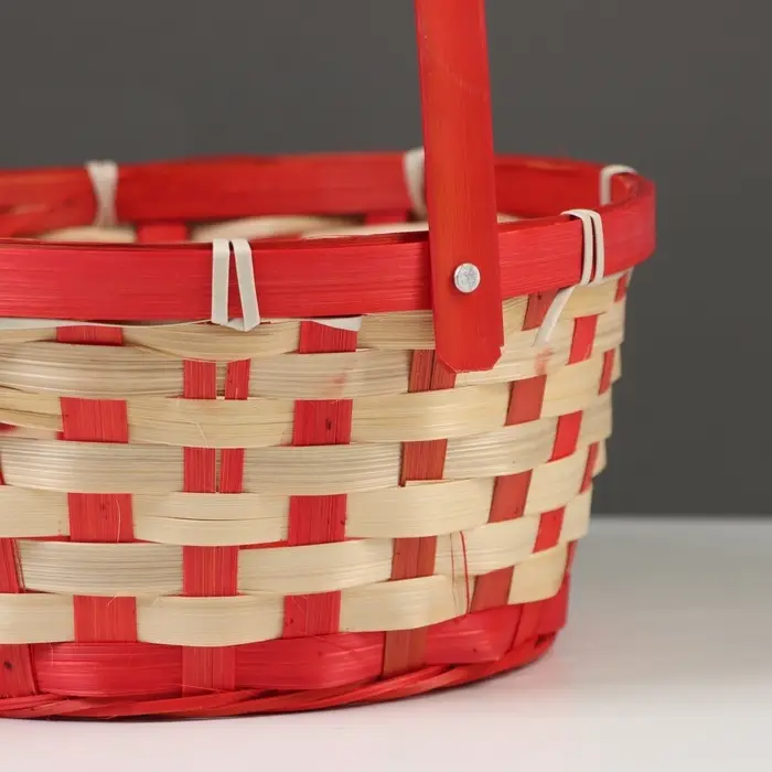 Корзина плетёная, бамбук, 21&times;21&times;10/24 см, красная