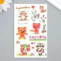 Переводные тату на тело цветные «Лесные зверята», 7.5×12 см