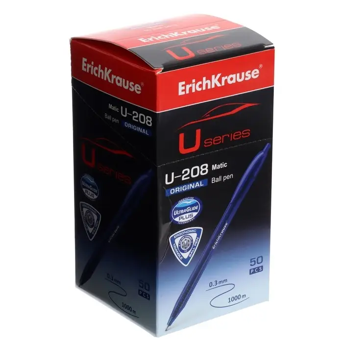 Ручка шариковая автоматическая ErichKrause U-208 Original Matic, игольчатый узел 1,0 мм, чернила синие, ультра-мягкое письмо Ручка шариковая автоматическая ErichKrause U-208 Original Matic, игольчатый узел 1,0 мм, чернила синие, ультра-мягкое письмо