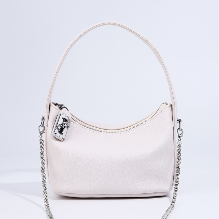 Сумка-багет на молнии, цепочка, цвет белый Сумка-багет на молнии, цепочка, цвет белый