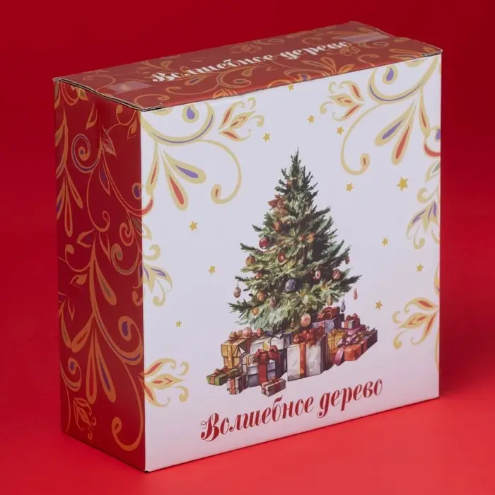 Салатник новогодний Доляна «Волшебное дерево», 580 мл, 15,5×6 см, фарфор, цвет белый