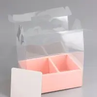 Коробка с PVC для цветов и десертов 26&times;18&times;30 см, розовый