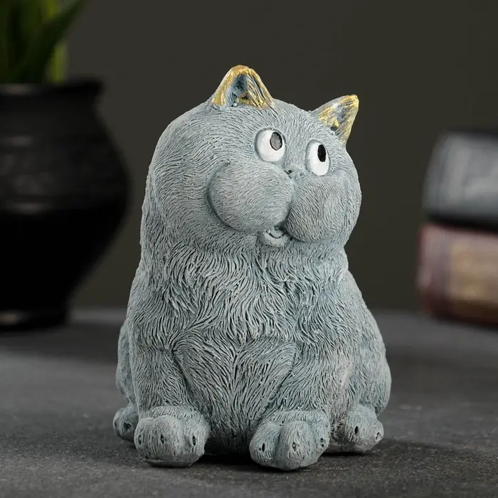 Фигурка гипс &laquo;Кот сидит&raquo;, серо-голубой, 10&times;9&times;11 см