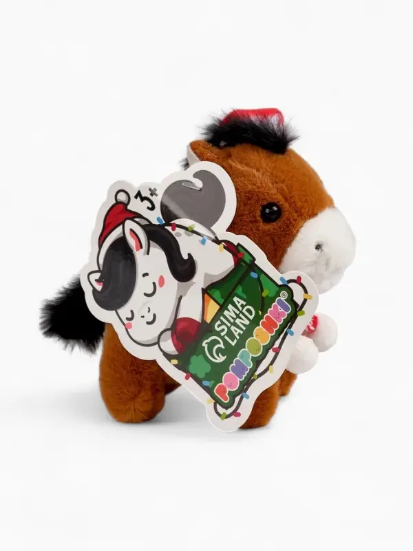 POMPOSHKI мягкая игрушка Лошадка, в шапочке, коричневая POMPOSHKI мягкая игрушка Лошадка, в шапочке, коричневая