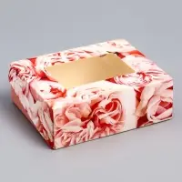 Коробка складная «Пионы» 10×8×3.5 см
