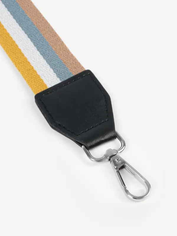 Ручка для сумки, стропа с кожаной вставкой, 135&plusmn;3&times;3.8 см, жёлтая, белая