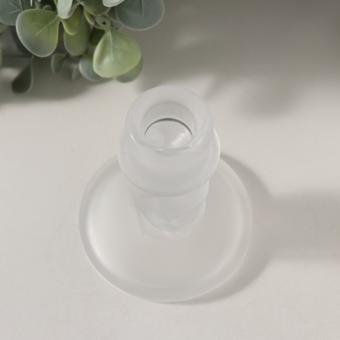 Подсвечник стекло на 1 свечу  Подсвечник стекло на 1 свечу "Лёд" прозрачный d=2 см 8х8х10 см