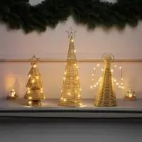 Светодиодная фигура &laquo;Ёлочка плетёная&raquo;, 30&times;13&times;13 см, 20 LED, от батареек ААх2, свечение тёплое белое