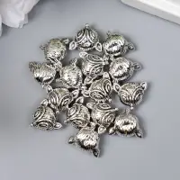 Бусина для творчества металл «Лис» серебро, 1.1×1.3 см