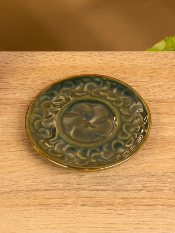 Чашка с блюдцем «Флора 1», 13×13×8 см, керамика, зелёная