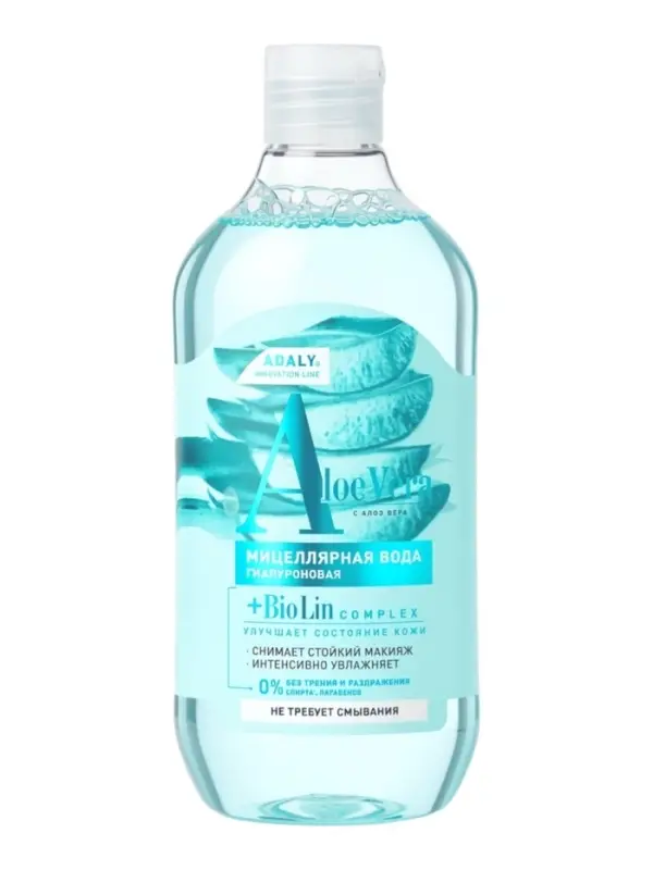 Вода гиалуроновая мицеллярная Adaly, с алоэ вера, 500 мл