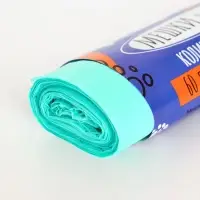 Мешки для мусора в рулоне ПСД 60 л, бирюзовые, 18 мкм 10 шт. 58&times;62 см