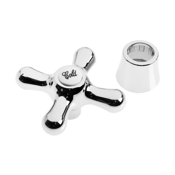 Ручка на смеситель ZEIN Z005, крест, для кран-букс со штоком на 20 шлицов, пластик, хром Ручка на смеситель ZEIN Z005, крест, для кран-букс со штоком на 20 шлицов, пластик, хром