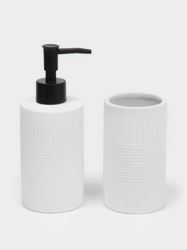 Набор для ванной Набор для ванной "Полосы" 4 предмета (дозатор для мыла, 2 стакана, мыльница)