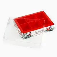 Коробка под 6 конфет новогодняя с ячейками &laquo;Снегири&raquo;, 10&times;14.5&times;3 см