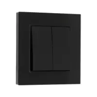 Выключатель проходной TOT Glossy Glass, 10 А, 2 клавиши, скрытый монтаж, стеклянная рамка, чёрный