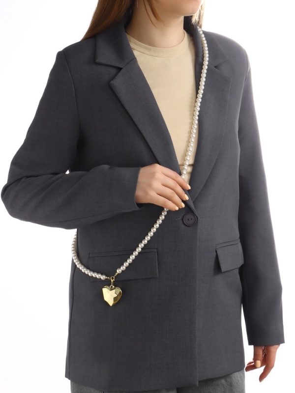 Портупея жемчужная с кулоном «Сердце», 129 см, белая в золоте Портупея жемчужная с кулоном «Сердце», 129 см, белая в золоте