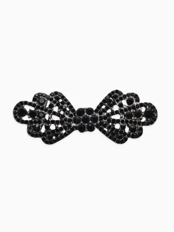 Зажим для кардигана Зажим для кардигана "Ажур", бант, цвет чёрный в сером