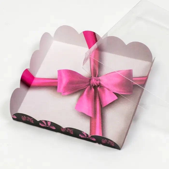 Коробка для печенья, «Бант розовый», 15×15×3 см