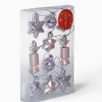Ёлочные игрушки 10 шт. &laquo;Сюрприз&raquo;, розовые