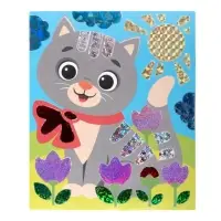 Набор для творчества. Аппликация фольгой "Котёнок" размер 138х165 мм (конверт, 6 цв)