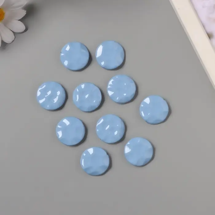 Бусины для творчества акрил Бусины для творчества акрил "Плоский мятый круг" голубой 2,5х2,5х0,6 см