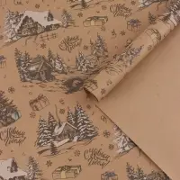 Бумага упаковочная бурый крафт &laquo;Снежная деревня&raquo;, 1 лист, 70&times;100 см