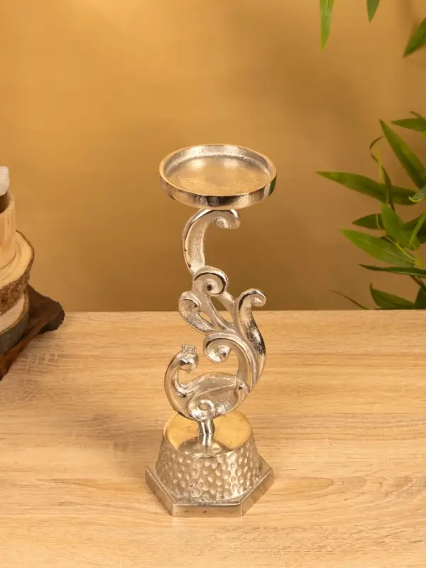 Подсвечник Подсвечник "Жар-птица" 11х11х30 см, алюминий, цв. серебро