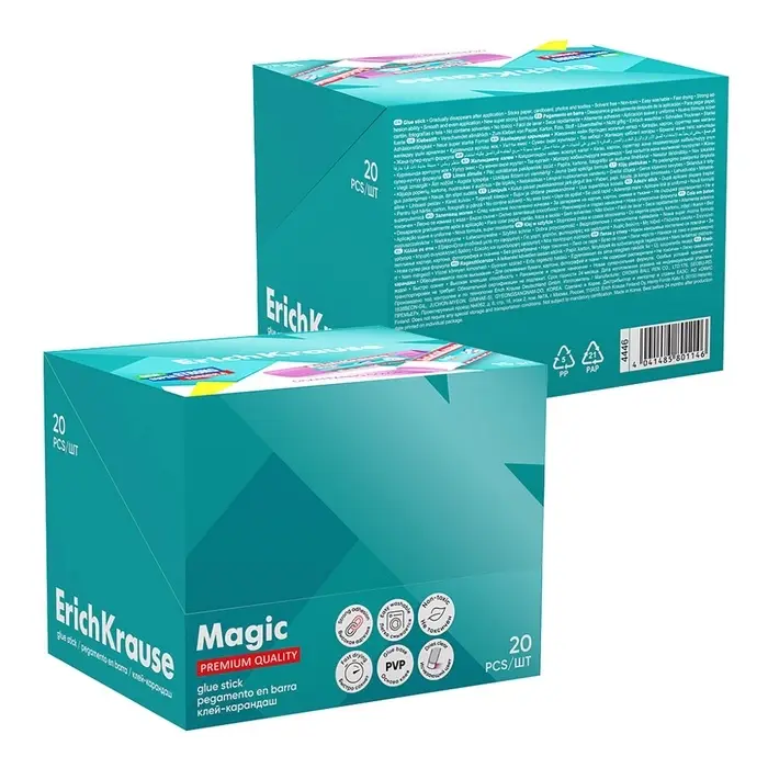 Клей-карандаш, ErichKrause Magic, PVP, с цветным индикатором, 15 г