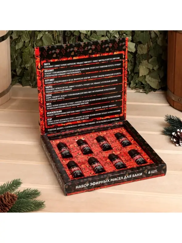 Новогодний набор эфирных масел &laquo;Огромной удачи в Новом Году&raquo;, в подарочной коробке, 8 шт. по 10 мл