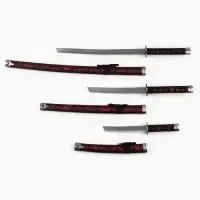 Макет оружия &laquo;Сувенирные катаны на подставке 3в1. Драконы красные на чёрном&raquo;, ножны ткань, 47 см; 70 см; 89 см