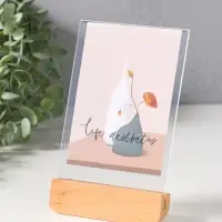 Фоторамка дерево 10х15 см "Синие цветы на белом" 2х10,5х17 см