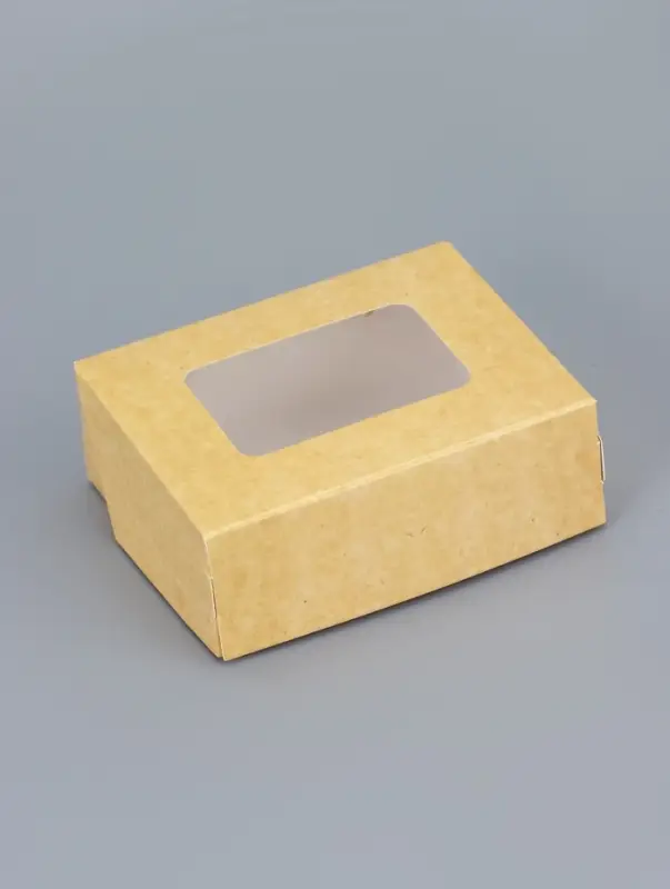 Контейнер на вынос, с окном, крафт, 10×8×3.5 см Контейнер на вынос, с окном, крафт, 10×8×3.5 см