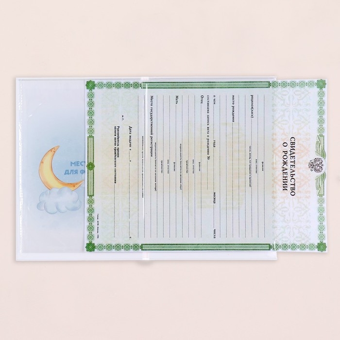 Папка под свидетельство о рождении Папка под свидетельство о рождении "Слоник" голубой тон, А5