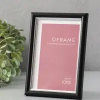 Фоторамка для фото 10х15 см "Oframe", пластик, чёрный с серебром, (пластиковый экран)
