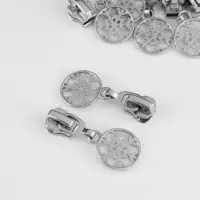 Бегунок для металлической молнии, №5, &laquo;Снежинка&raquo;, 10 шт., цвет никель