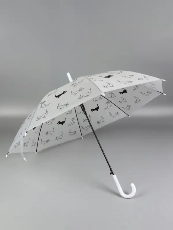 Зонт - трость детский &laquo;Кот&raquo;, полуавтоматический, 8 спиц, R=47/54 см, d=94 см, МИКС