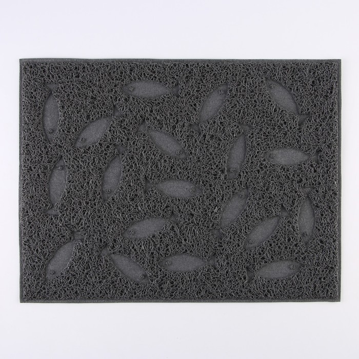 Коврик универсальный под миску и лоток «Рыбки», 30х40 см, серый Коврик универсальный под миску и лоток «Рыбки», 30х40 см, серый