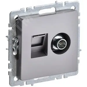 BRITE Розетка двойная TV+RJ45 кат.5E РТВ/РК12-БрС сталь